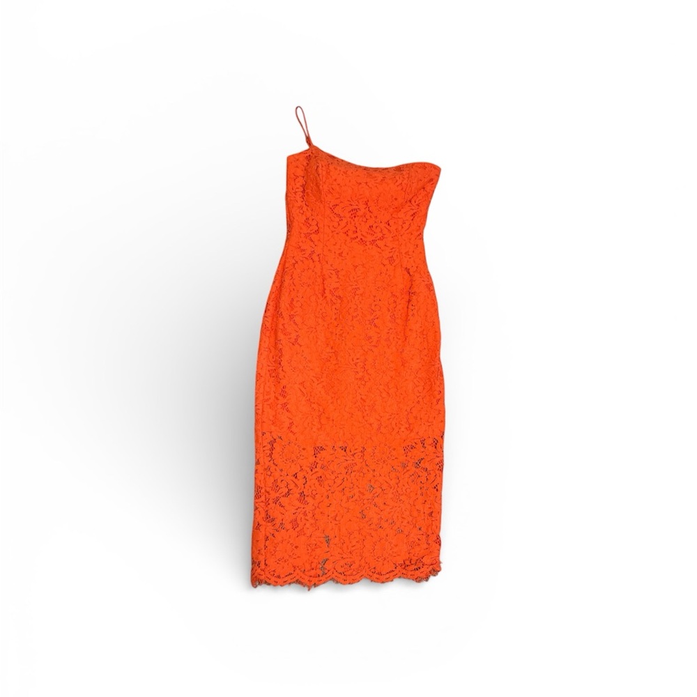Bardot One Shoulder Orange Lace Dress